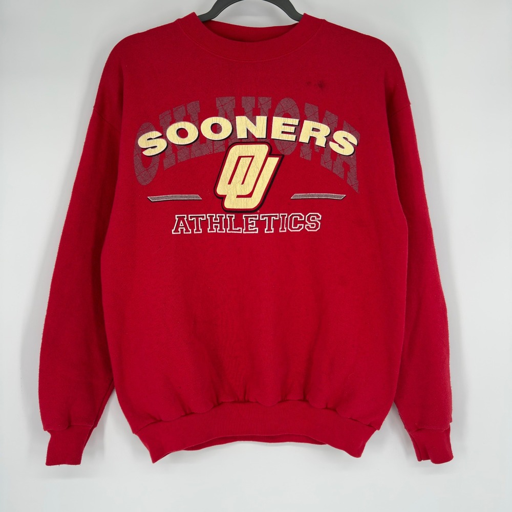 Vintage 90s TSI Oklahoma Sooners Red Sweatshirt Crewneck Medium OU NCAA Football